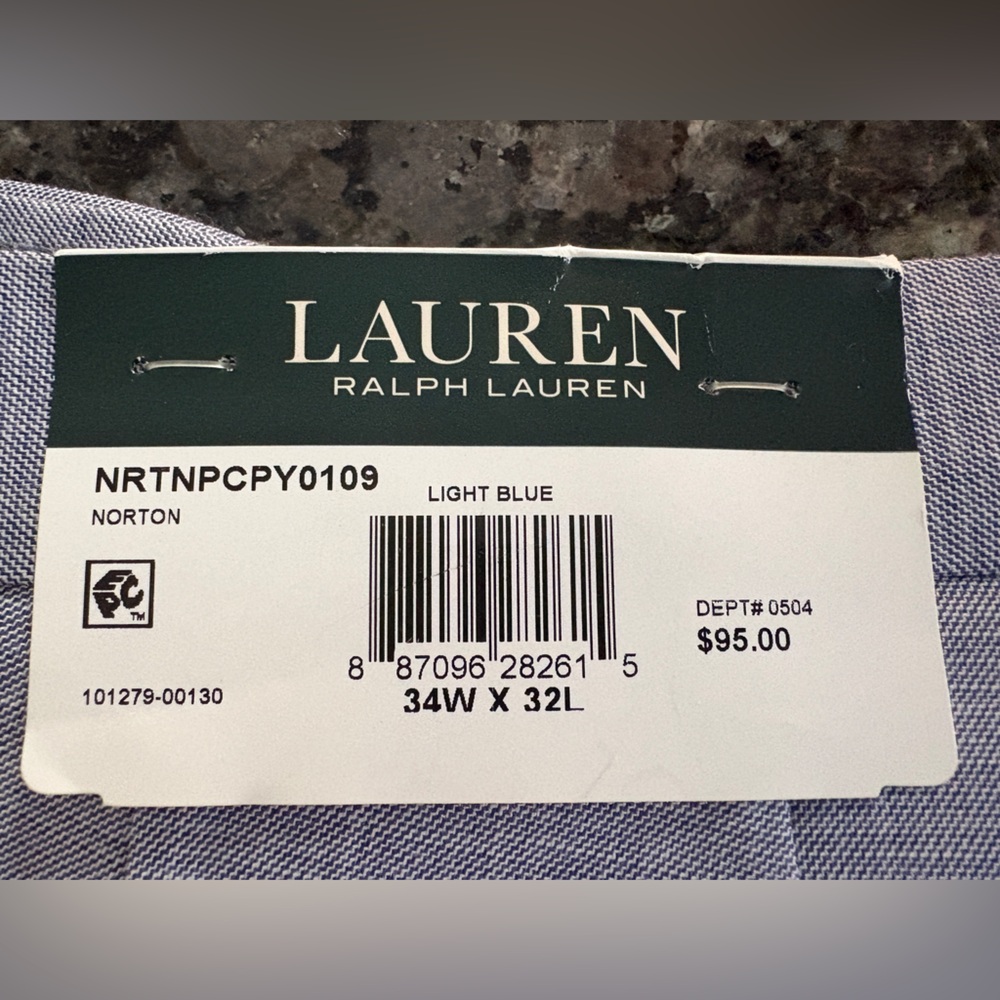 Men’s Ralph Lauren Blue Stretch Dress Pants, Straight leg, size 34 x 32 - Picture 3 of 5
